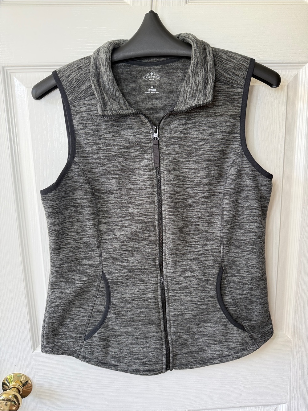 St. John's Bay Heathered Gray Zip-Front Fleece Vest